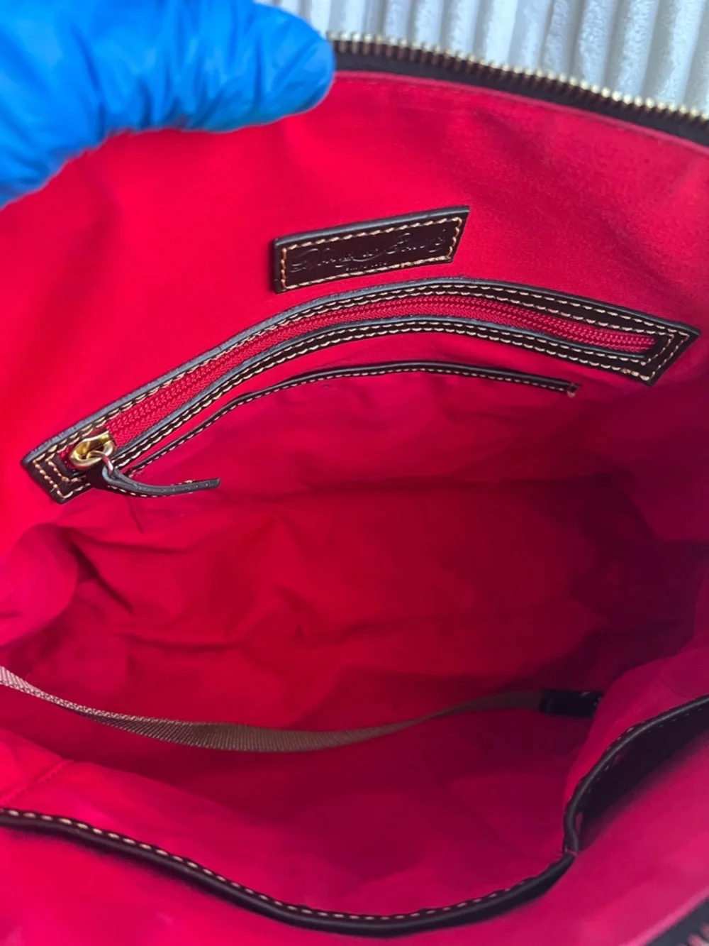 Dooney & Bourke Croc-Embossed Satchel with Gold Accents - Picture 13 of 16